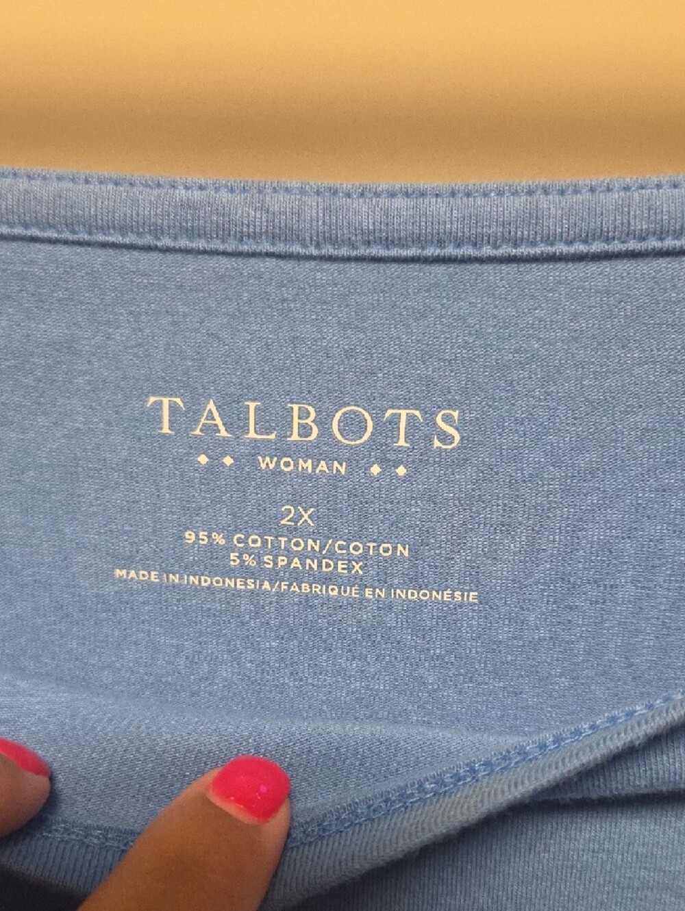 Talbots Light Blue Boatneck Long-Sleeve Top with Sleeve Buttons - Picture 3 of 4